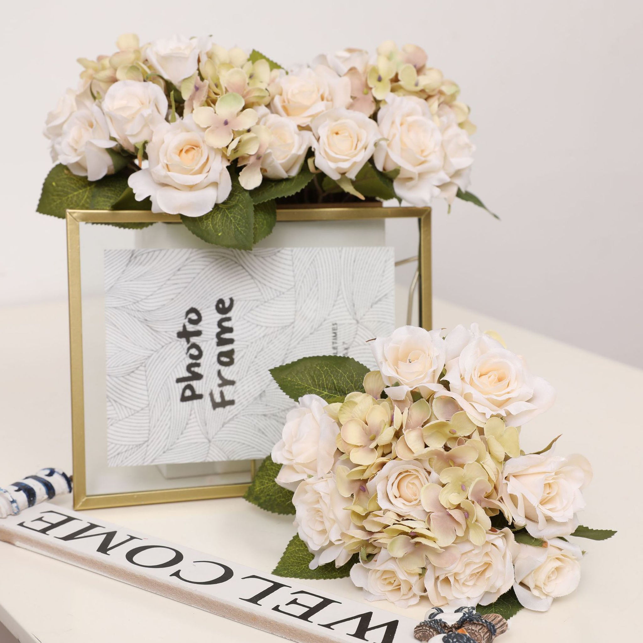 Artificial Silk Hydrangea Rose Mixed Bouquet