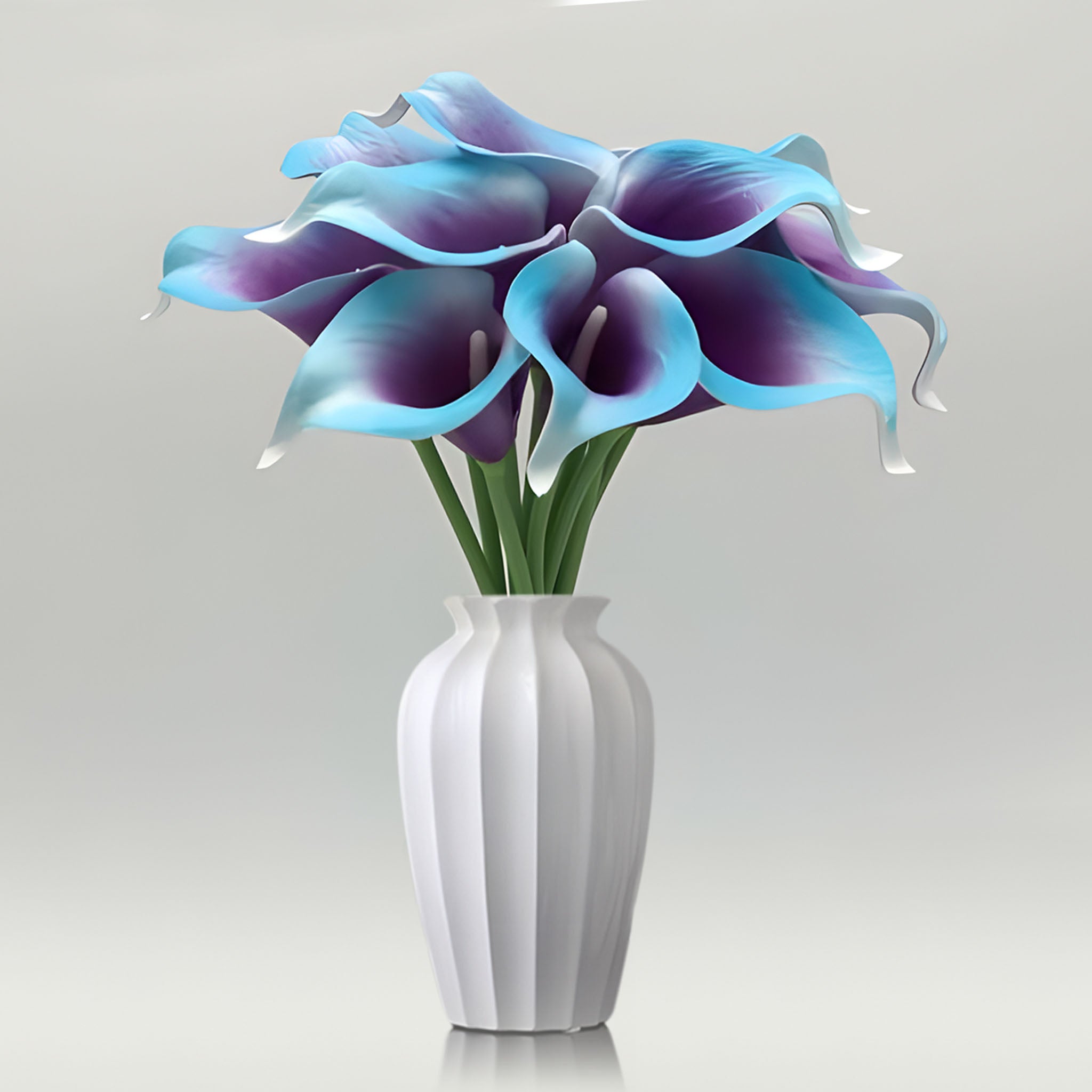 Blue Purple Calla Lily Bouquet PU Real Touch Flowers