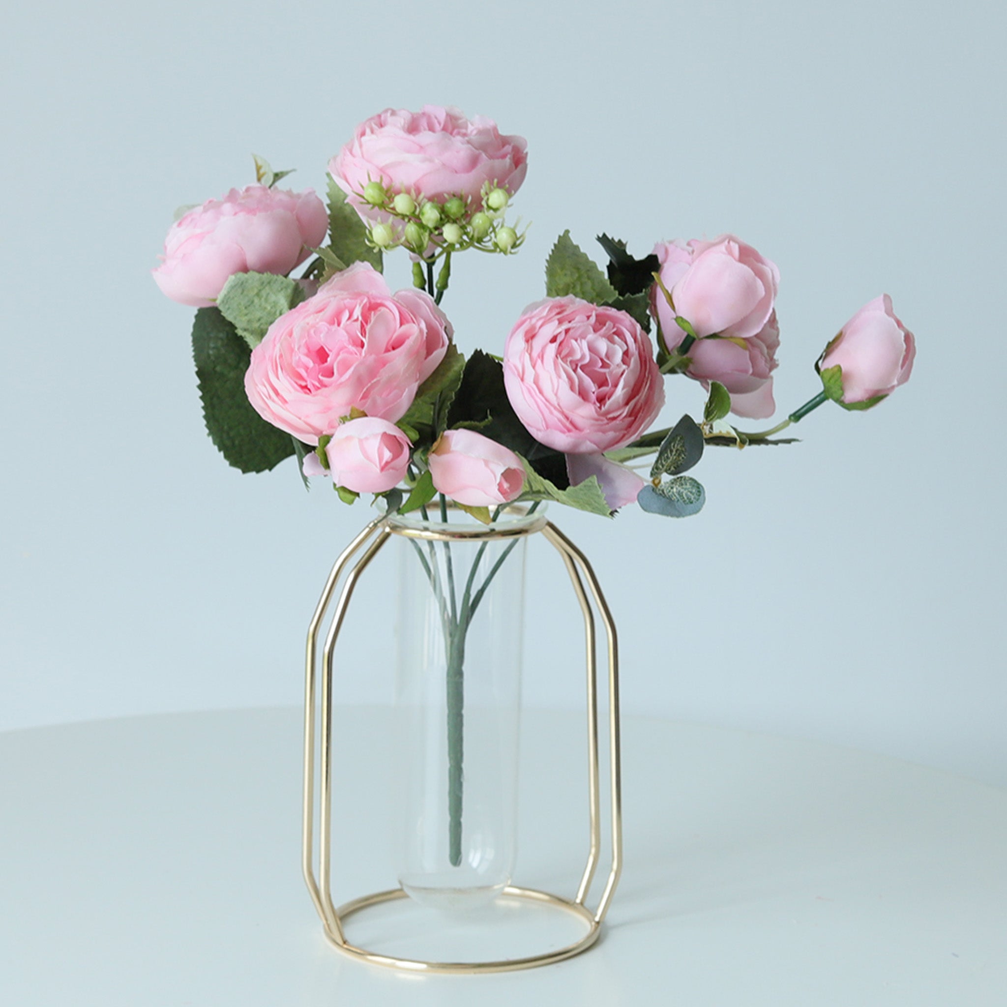 Small Silk Peony Bouquet Fake Flowers Bunches for Wedding