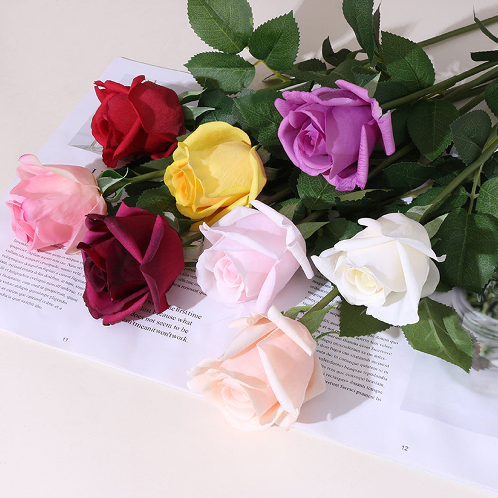 Realistic Flowers Real Touch Half Open Roses 22"