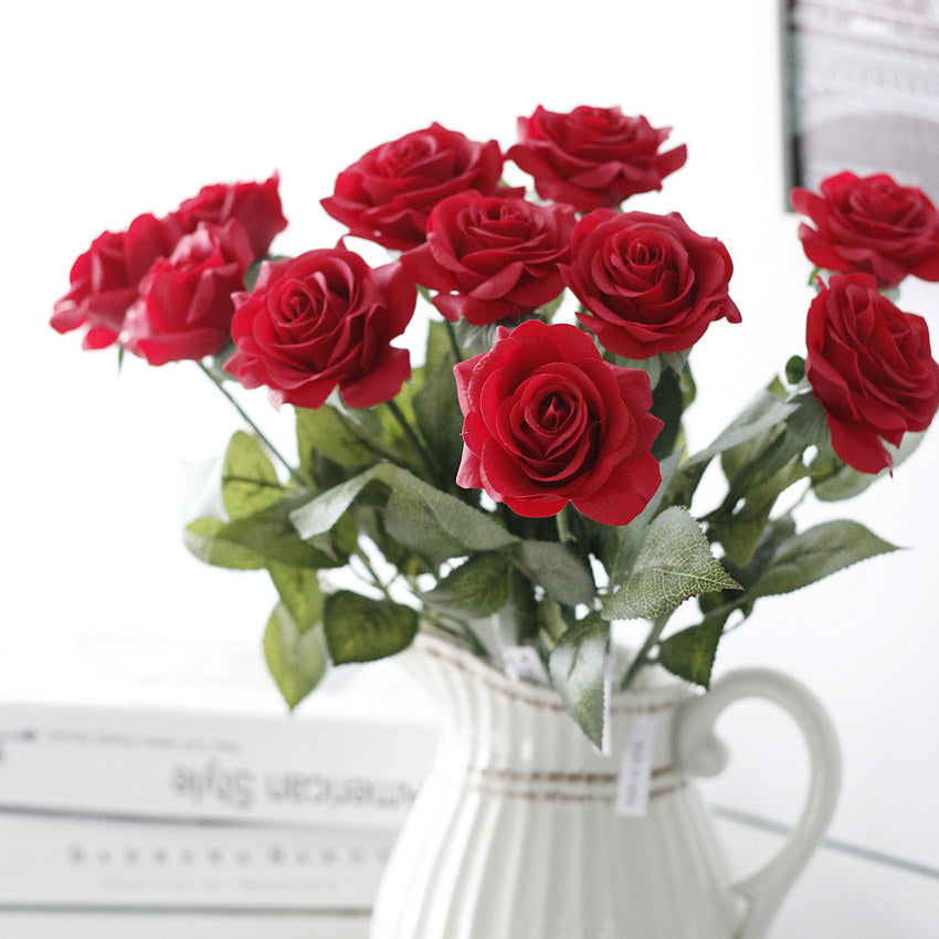 Real Touch Roses Red Fake Wedding Flowers