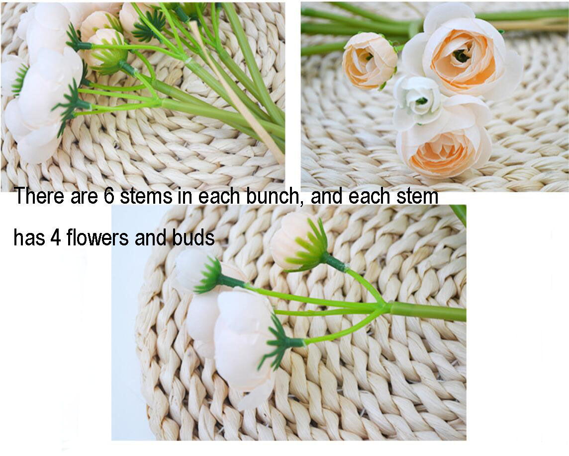 Small Silk Ranunculus Bunch Fake Flowers Blush Pink White