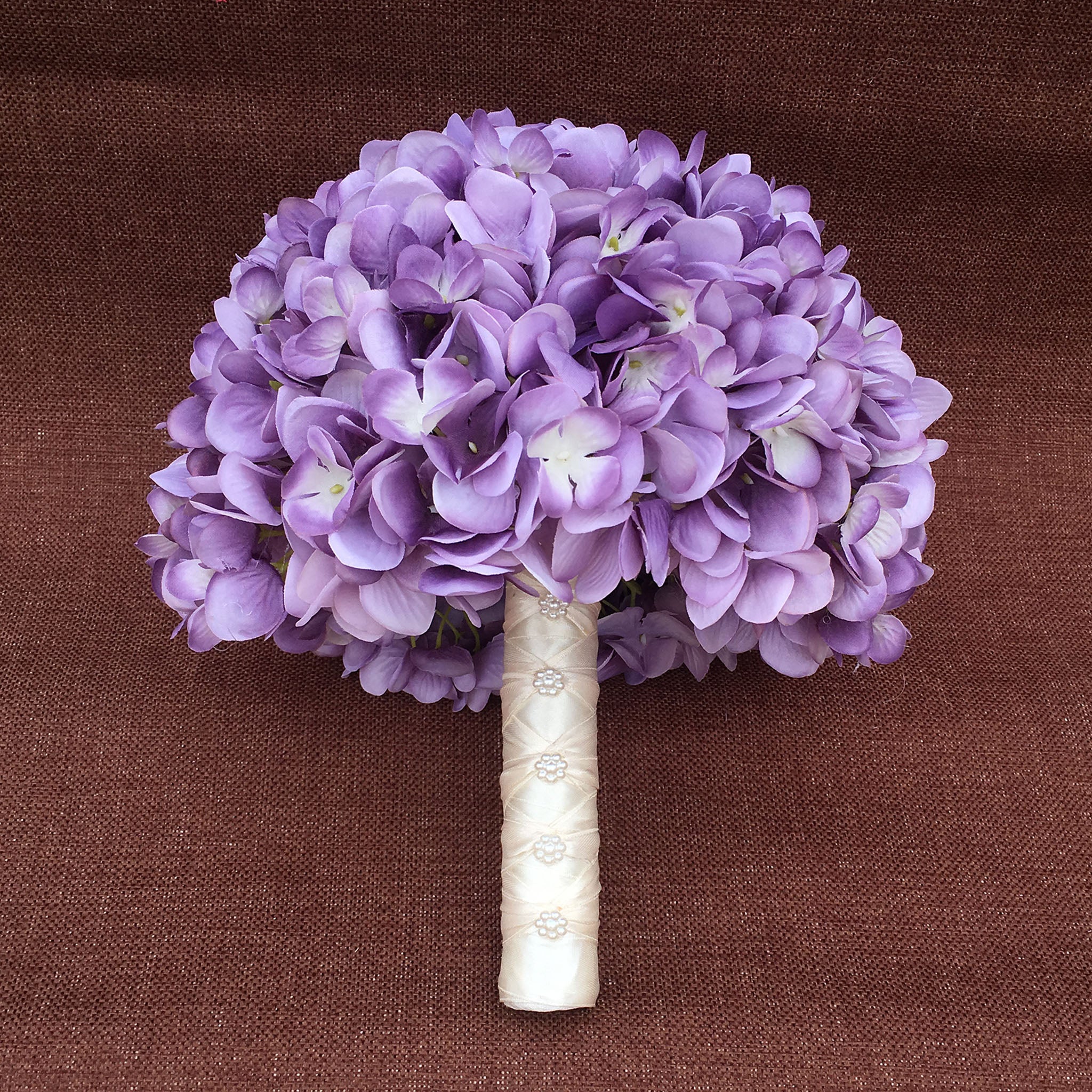 Laveder Hydrangea Bouquet Silk Flowers for Bridal Bouquet Boutonniere