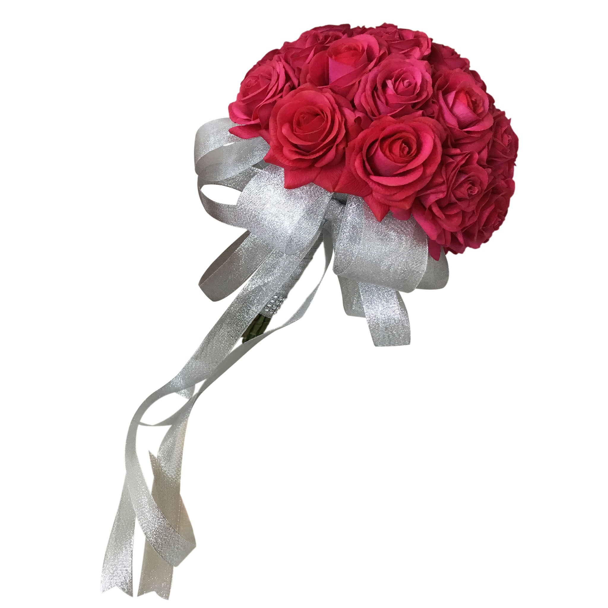 Real Touch Flower Wedding Bouquets Sets Fuchsia Champagne